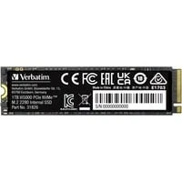 Abbildung von Verbatim Vi5000 NVMe M.2 Internal SSD, internes SSD Laufwerk mit 1 TB Datenspeicher und PCIe Gen 4 Schnittstelle, Solid State Drive für Gaming PC Playstation 5, schwarz