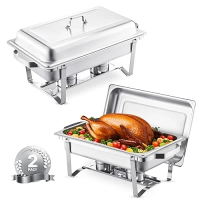 Abbildung von VEVOR Chafing Dish Set Speisenwärmer Edelstahl 7,5L 2 Stk. Buffet Recheck
