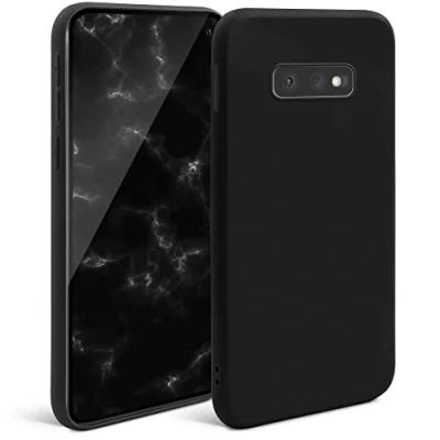 Abbildung von Moozy Minimalist Series Silikon Hülle für Samsung S10e, Schwarz Mattes Finish, Dünne, Weiche TPU Handyhülle Schutzhülle