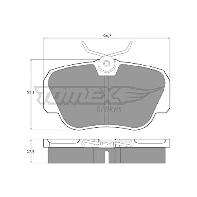 Abbildung von TOMEX brakes TX 10 38 Bremsbelagsatz Vorderachse für Verschleißwarnanzeiger vorbereitet MERCEDES BENZ: 190
