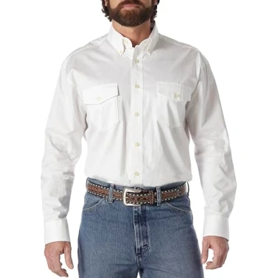 Abbildung von Wrangler Herren Painted Desert Two Pocket Langarm Knopf Arbeitshemd, Weiss/opulenter Garten, Mittel
