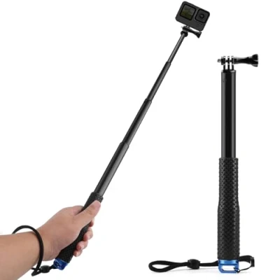 Abbildung von GlasFlength Selfie Stick für GoPro, 92CM Teleskop GoPro Hero 12 11 10 9 8 Schwarz Teleskopstange IDJI Osmo Action AKASO SJCAM und Andere Kameras (Aluminiumlegierung)