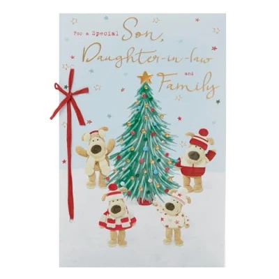 Abbildung von Boofle Weihnachtsgrußkarte für Sohn, Schwiegertochter und Familie, niedliche Weihnachtskarten
