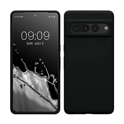 Abbildung von kwmobile Hülle kompatibel mit Google Pixel 7 Pro Silikon Handy Case Handyhülle weiche Oberfläche kabelloses Laden Schwarz