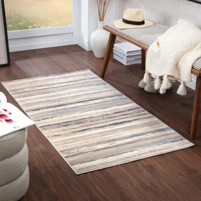 Abbildung von Surya Bruges Teppich Läufer modern Abstrakt Design in Marmor Optik für Wohnzimmer, Esszimmer, Schlafzimmer groß, weicher Kurzflor 80x150cmTeppich Grau, Elfenbein