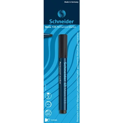 Abbildung von SCHNEIDER Schreibgeräte Permanentmarker Maxx 133, nachfüllbar, 1+4 mm, Schwarz, 1er Blisterkarte