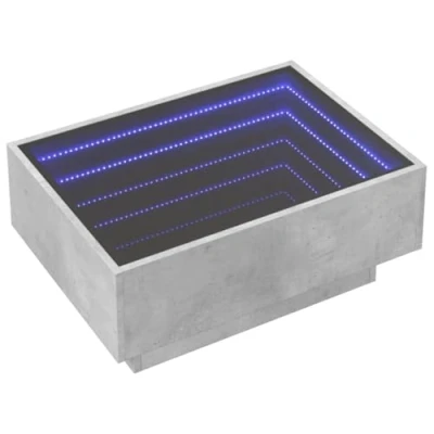 Abbildung von vidaXL LED Couchtisch, Beistelltisch mit Infinity Spiegel, Kaffeetisch Sofatisch für Wohnzimmer, Wohnzimmertisch, Betongrau Holzwerkstoff