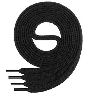 Abbildung von Di Ficchiano 1Paar flache SCHNÜRSENKEL aus 100% Baumwolle für Sneaker Sportschuhe sehr reißfest ca. 7 mm breit Schuhbänder schwarze Schuhriemen Farbe: black 100cm