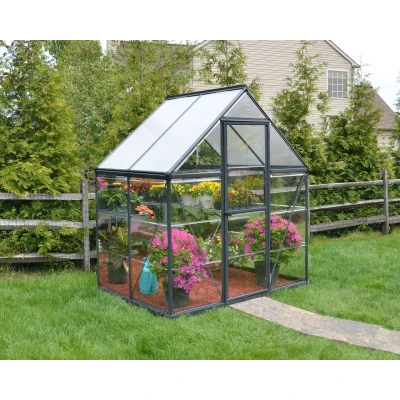 Abbildung von Gewächshaus Hybrid 6X4 Alu Grau 185x126cm