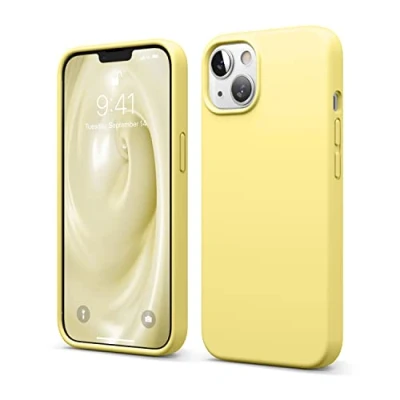 Abbildung von elago Liquid Silicone Case Kompatibel mit iPhone 13 Hülle (6,1&quot;), Hochwertiges Silikon, Rundumschutz Handyhülle : 3 Layer Struktur Schutzhülle, Kratzfestes Weiches Mikrofaserfutter (Gelb)