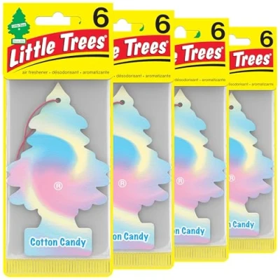 Abbildung von LITTLE TREES Auto Lufterfrischer I Hängender Baum bietet lang anhaltenden Duft für oder Zuhause Cotton Candy, 6 Packungen (4 Stück)