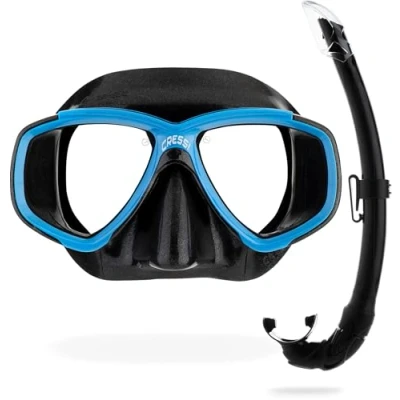Abbildung von CRESSI Unisex Adult Black/Blue Shnorcheln Combo Set Maske Perla + Schnorchel Mexico, Schwarz/Blau, Einheitsgröße