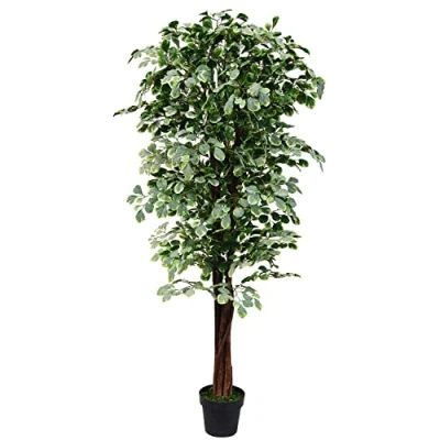 Abbildung von Decovego Kunstpflanze Künstliche Pflanze Benjamin Ficus künstlicher Baum Künstlich im Topf Plastik Pflanzen Zimmerpflanze 180 cm wie Echt Deko Innendekoration