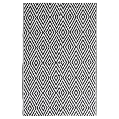 Abbildung von vidaXL Outdoor Teppich Doppellagiges Jacquard Muster Balkon Terrasse Garten Außenteppich Balkonteppich Gartenteppich Terrassenteppich Schwarz 140x200cm PP