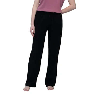 Abbildung von greenjama Damen Hose aus Derby Rib Pyjamaunterteil, Black, 38