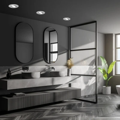 Abbildung von BRILONER 3er Set LED Einbaustrahler 230V, Strahler Badezimmer IP65, Deckenstrahler stufenlos dimmbar, Spots, Deckenspots, Badezimmerlampe, Chrom Matt, 90x45 mm (DxH), Silber