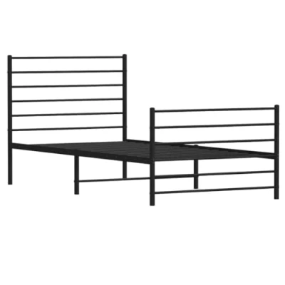 Abbildung von vidaXL Bett Bettgestell mit Kopf und Fußteil Metall Schwarz 90x190 cm