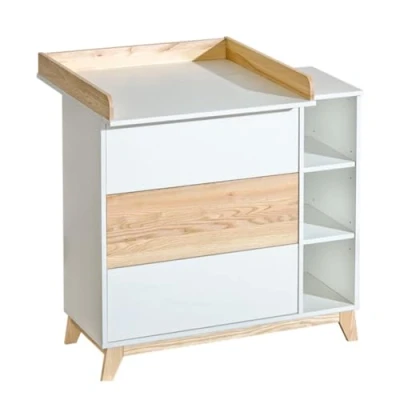 Abbildung von ATB Wickelkommode Wickeltisch 102,5 x 102 76,5cm Babyzimmer Komplettset Funktional Möbel für Kinderzimmer Bequemer Baby mit Schubladen Changing Table Weiße
