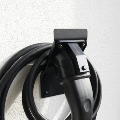 Abbildung von EVify platzsparende Typ 2 Wandhalterung Wallbox Kabelhalter Widerstandfähige Kabelhalterung aus rostfreiem Stahl für &amp; Elektroauto
