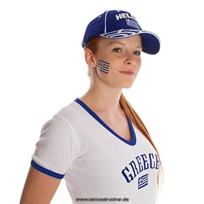 Abbildung von 25 x Griechenland tattoo Fan Fahnen Set Greece temporary Flag (25)