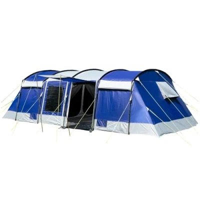 Abbildung von Skandika Tunnelzelt Montana 8 Sleeper, Familienzelt mit 3 4 nachtschwarzen Schlafkabinen, Personen: 8, wasserdicht, 5000mm Wassersäule, Moskitonetze, Gruppenzelt, Camping