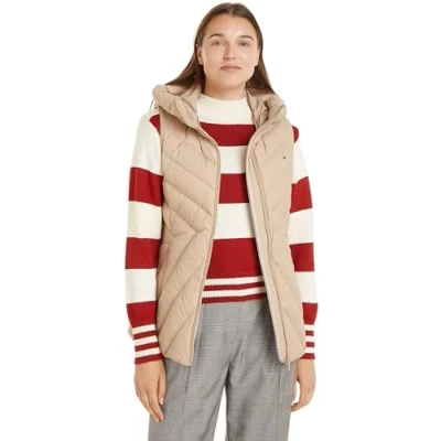 Abbildung von Tommy Hilfiger Steppweste &quot;CHEVRON MW PADDED VEST&quot;, mit mittelstarker Wattierung und Markenlabel