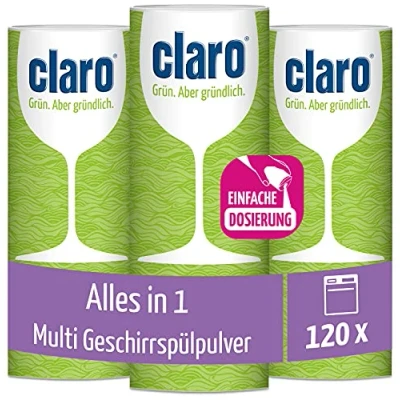Abbildung von Claro Multi Alles in 1 Geschirrspül Pulver Phosphatfrei &amp; Umweltfreundlich Öko Spülmaschinen 3x 800 g