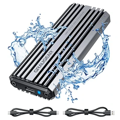 Abbildung von GRAUGEAR M2 SSD Gehäuse aus Aluminium, M.2 NVMe M Key, USB C auf 3.2 Gen2, [10Gbit/s] Unterstützt 2280/2260/2242/2230, IP66 Spritzwassergeschützt