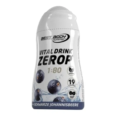 Abbildung von Best Body Nutrition Vital Drink ZEROP Schwarze Johannisbeere, Original Getränkekonzentrat Sirup zuckerfrei, 1:80 ergibt 19 Portionen Fertiggetränk