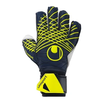Abbildung von uhlsport Fußball Torwarthandschuhe Prediction Soft Flex Frame für Kinder und Erwachsene mit Fingerschutz, Marine/weiß/Fluo gelb, 6.5