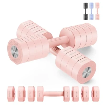 Abbildung von MERACH Hanteln, kurzhanteln 2er Set Verstellbar, 4 in 1 Hanteln Frauen set, 4KG Gewichte Verstellbare, Dumbbell für Krafttraining, Fitness, Home Gym, Geschenk Rosa