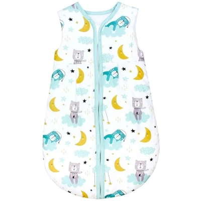 Abbildung von TupTam Ganzjahresschlafsack 2.5 TOG wattiert ärmellos Baby Schlafsack OEKO TEX, Farbe: Bär auf Wolke gelber Mond, Größe: 68 74