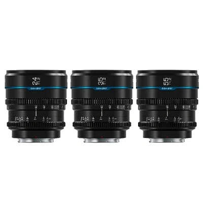Abbildung von SIRUI Night Walker T1.2 S35 Cine Objektiv Set, 24 mm, 35 55 große Blende, manueller Fokus (MS 3SEB, E Mount, Schwarz)