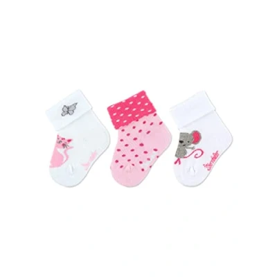 Abbildung von Sterntaler Baby Mädchen Socken Söckchen 3er Pack Katze Baby, Babysöckchen, Babysocken aus Baumwolle weiß, 14