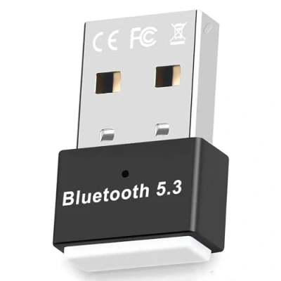 Abbildung von Bluetooth Adapter für PC 5.3, USB Dongle 328ft/20 m, EDR Wireless Senderempfänger Desktop, PC, Headset, Tastatur,Bluetooth Stereo, mit Windows 11/10/8.1/7