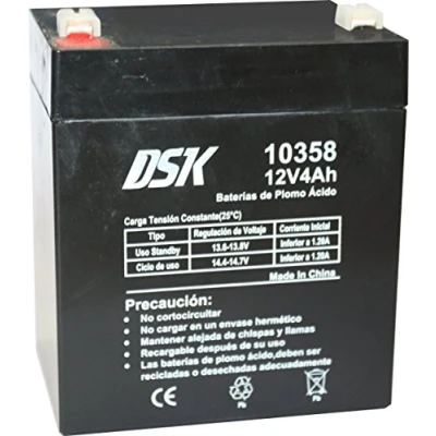 Abbildung von DSK 10358 Versiegelte wiederaufladbare AGM Bleibatterie 12V mit 4Ah. Ideal für Auto und Elektromotorräder Kinder, Motorroller, USV Systeme, Sicherheits Kommunikationssysteme…