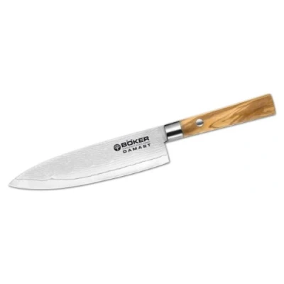 Abbildung von Böker Manufaktur Solingen Damast Olive Kochmesser Klein