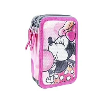 Abbildung von Cerdá Disney Minnie Mouse Federmappe 3Fach Flaches Etui Schule Offizieller Lizenz, 12.5 x 19.5 6.5 cm