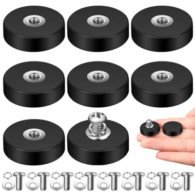 Abbildung von Mexgcom 8 Stück Gummiert Magnete, Ø22MM Stark Magnete Anti Rutsch mit M4 Flacher Faden, Extra 5kg Haftkraft, Gewinde, Für Fahrzeuge, Lichtleisten (8)