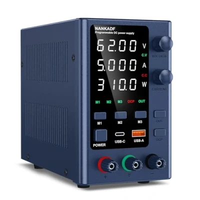 Abbildung von NANKADF Labornetzgerät 0 60V/0 5A DC geregeltes Netzteil mit Datenspeicher Variables Schaltnetzteil Hochpräzise LED Anzeige Labornetzteil 5V/3,6A USB Anschluss