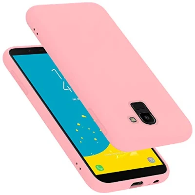 Abbildung von Cadorabo Hülle kompatibel mit Samsung Galaxy J6 2018 Silikon Handyhülle für Case aus flüssigem stoßfeste dünne TPU Schutzhülle Liquid PINK