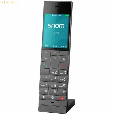 Abbildung von Snom HM2 Schnurloses DECT Festnetztelefon Elegantes IP Mobilteil mit 2,8 Zoll Farbdisplay, Antibakterieller OberfläChe, Bis zu 7 h Gesprächszeit, PoE, Für HM201, 4 Mobilteile Pro Basis