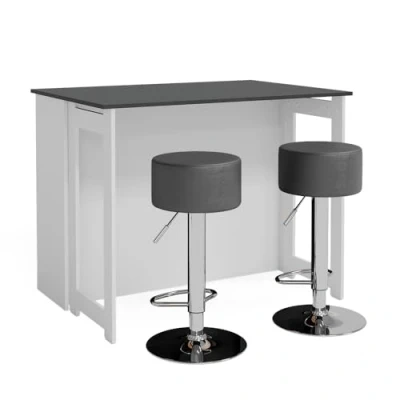 Abbildung von Vicco Bartisch Dominic, Anthrazit/Weiß, 116 x 37 cm mit 2 Barhockern