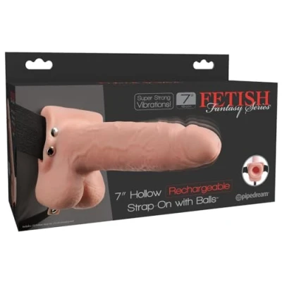 Abbildung von Strap on „7“ Hollow Rechargeable with Balls“, hohl mit Vibration