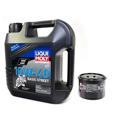 Abbildung von Motoröl Set mineralisch 10W40 4 Liter + Ölfilter HF985 für Kymco Yamaha Xciting XP 500 A SV T Max 530 SP TMax