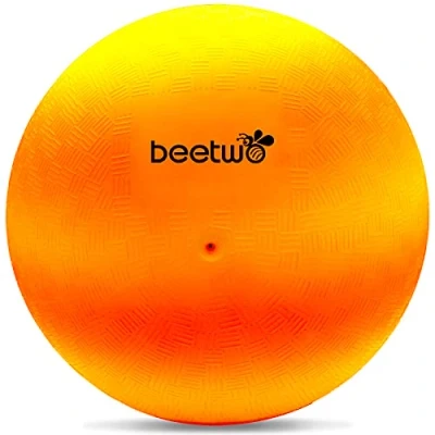 Abbildung von Bouncy Kickball, PVC Kinder Spielball, Mehrfarbig Regenbogen Ball Kinder, Fußball Softball, Kinderball für Drinnen und Draußen (8,5 Zoll) Orange Gelb
