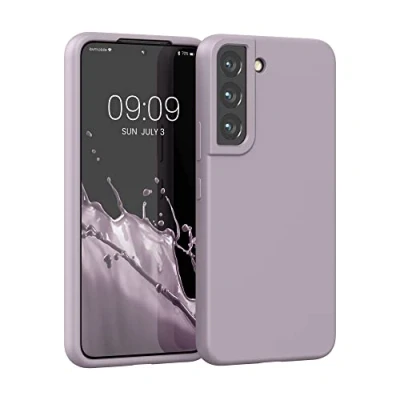 Abbildung von kwmobile Schutzhülle kompatibel mit Samsung S22 Hülle Silikon Case Handyhülle weiche Oberfläche kabelloses Laden Nude Lilac