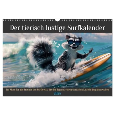 Abbildung von Der tierisch lustige Surfkalender (Wandkalender 2025 DIN A3 quer), CALVENDO Monatskalender