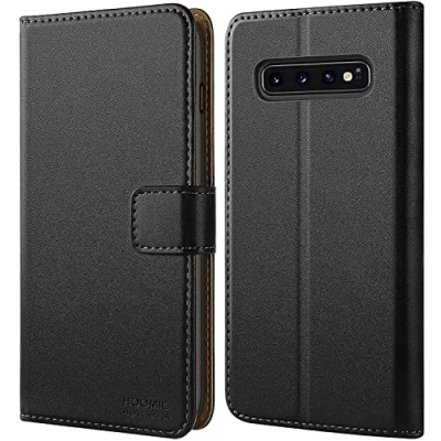Abbildung von HOOMIL MagFlip Handyhülle für Samsung Galaxy S10 Hülle, [Erstklassige Handwerk] Premium Leder Tasche Klappbar Case Schutzhülle Schwarz