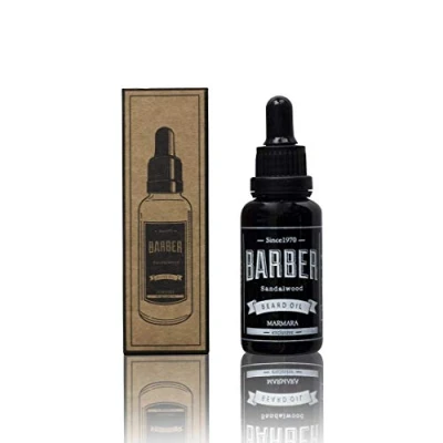 Abbildung von Barber Marmara Beard Oil 30ml Bart Öl für die tägliche Bartpflege von 3 Tage bis Vollbart Sandelholz Männer Extra Glanz und geschmeidigkeit. Hochwertiges Bartöl herren